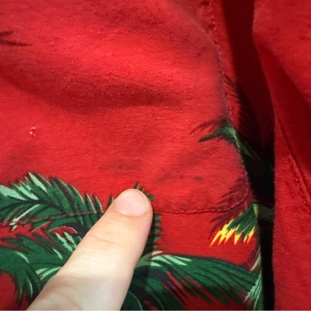 Big Dogs Short Sleeve Hawaiian Shirt Red, Palm Tree, Beach Bus,100% Rayon, 2XL - Picture 5 of 9